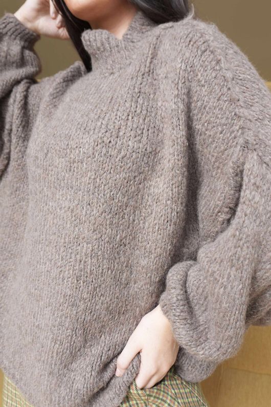 Big Softie Funnel Grunge Knit Mocha